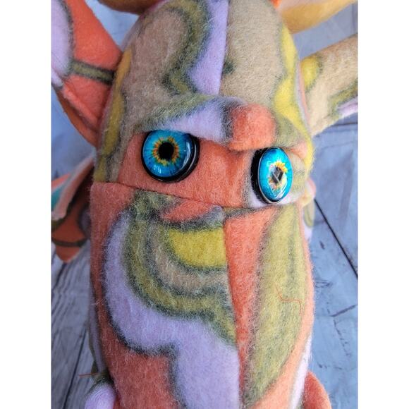 Dragon Stuffed Animal Plush 13in Tall Floral Pattern Possibly Handmade - Picture 8 of 9